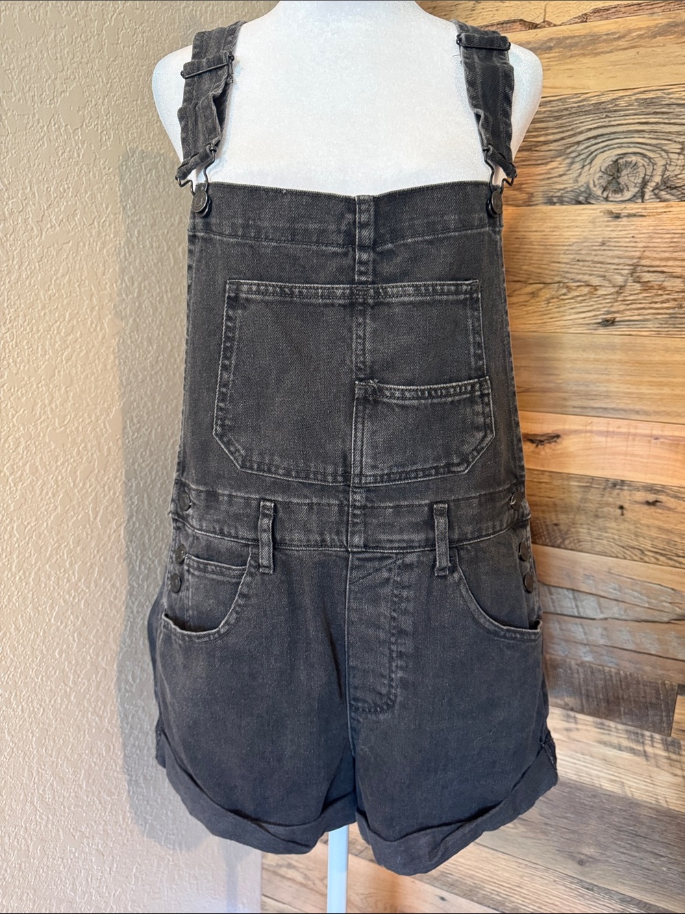 EUC We The Free Black Denim Short Overalls for Women